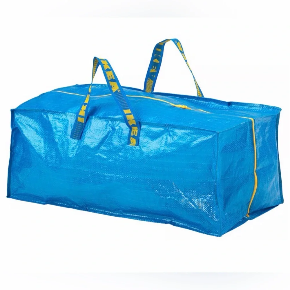 Set of 2 IKEA FRAKTA Blue Zipper Storage Bag Duffle Backpack 20 gallon NWT